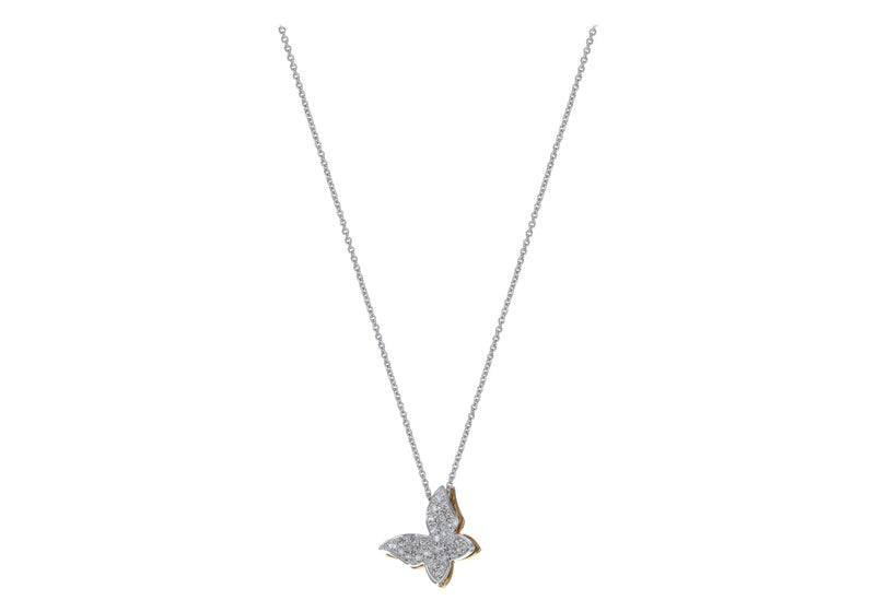 18ct White Gold 0.24ct Diamond Butterfly Necklace