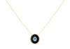 9ct Yellow Gold Blue Topaz  0.135ct Diamond Pendant Necklace