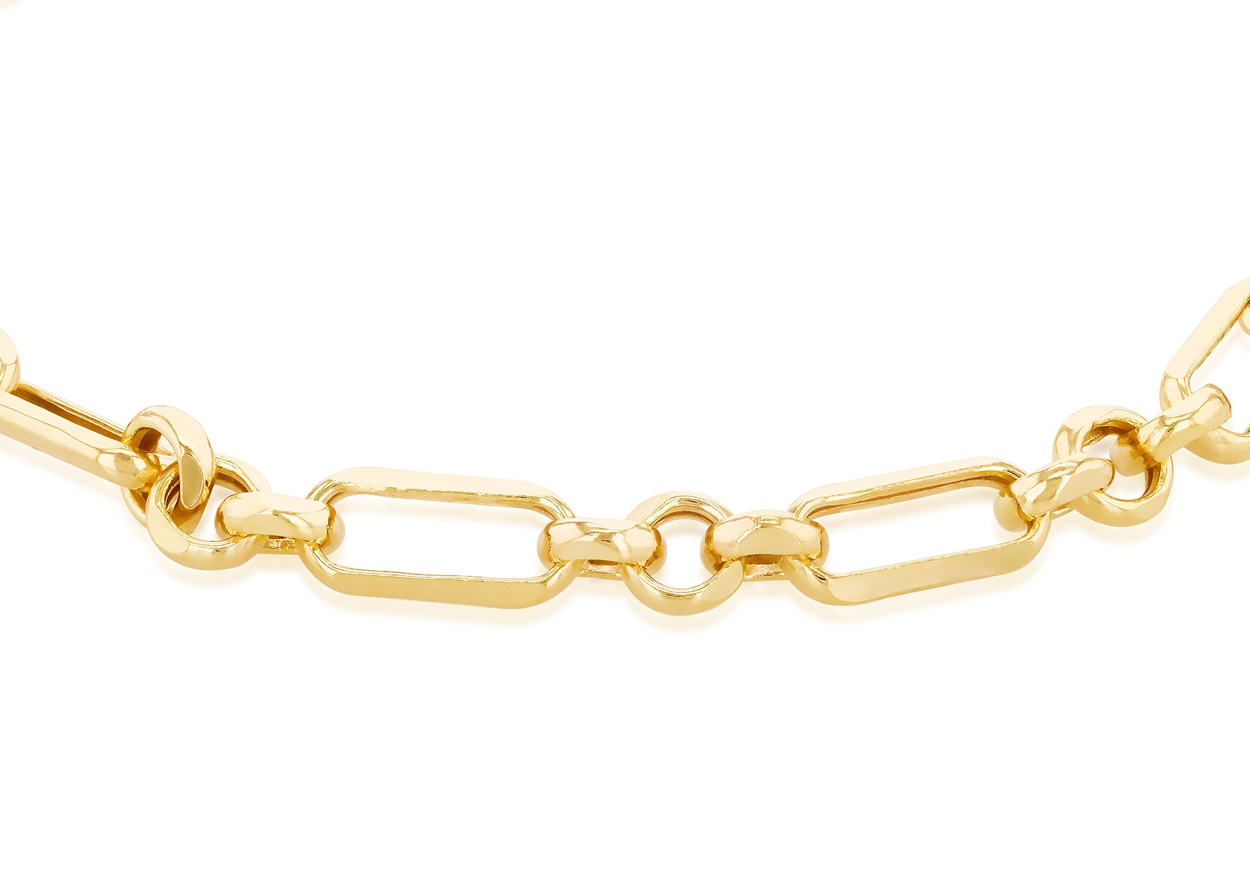 9ct Yellow Gold Alternating Chain Links Bracelet