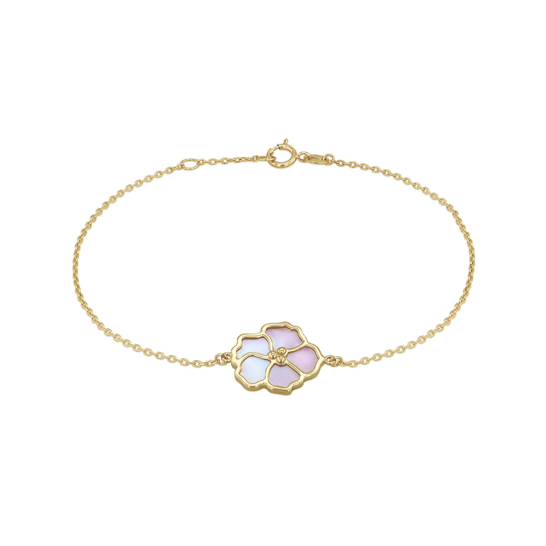 9ct Yellow Gold Mother of Pearl Single Blossom Bracelet