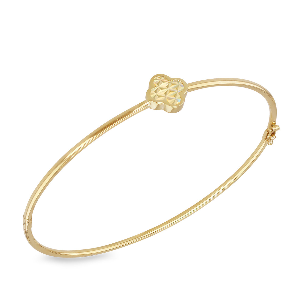 9ct Yellow Gold Starburst Clover Petal Bangle