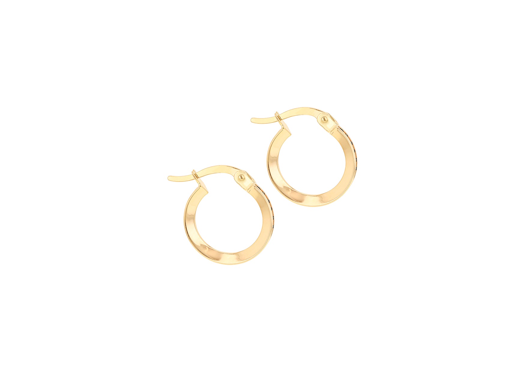 9ct Yellow Gold Blue Zirconia Slim Hoop Earrings