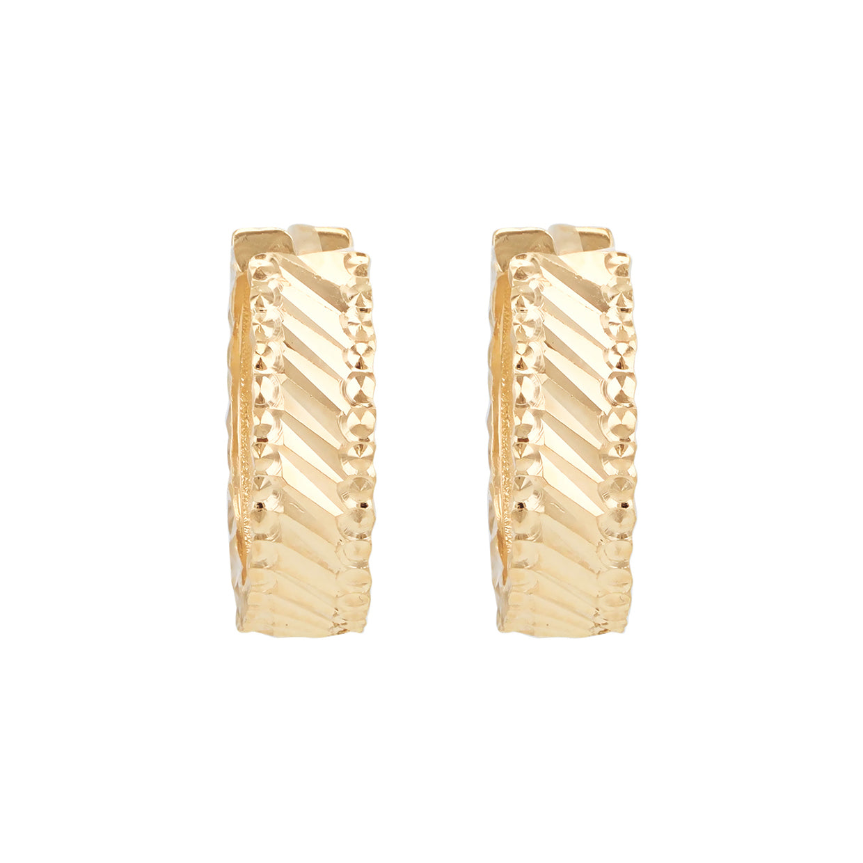 9ct Yellow Gold Textured Wave Hoop Earrings