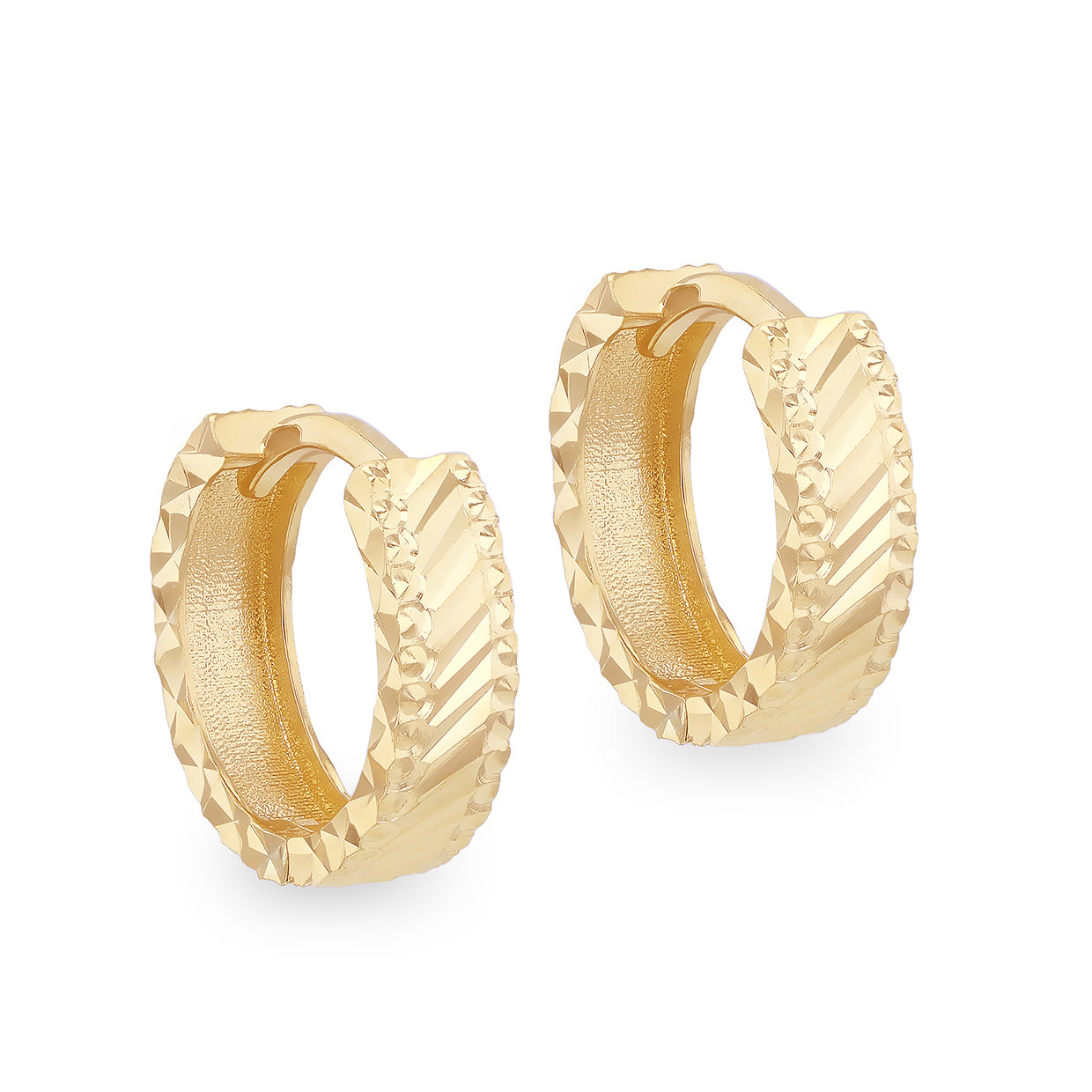 9ct Yellow Gold Textured Wave Hoop Earrings