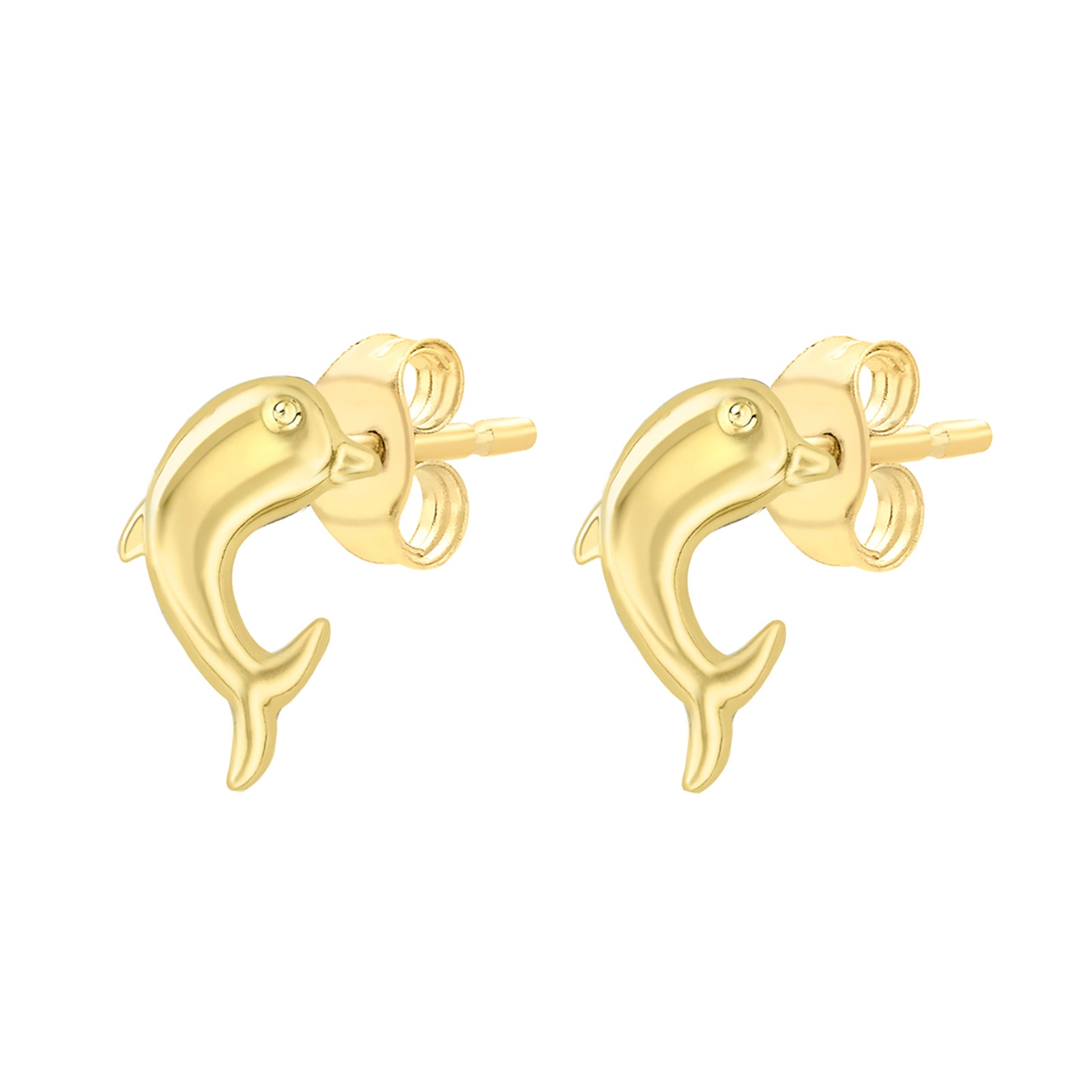 9ct Yellow Gold Dolphin Stud Earrings