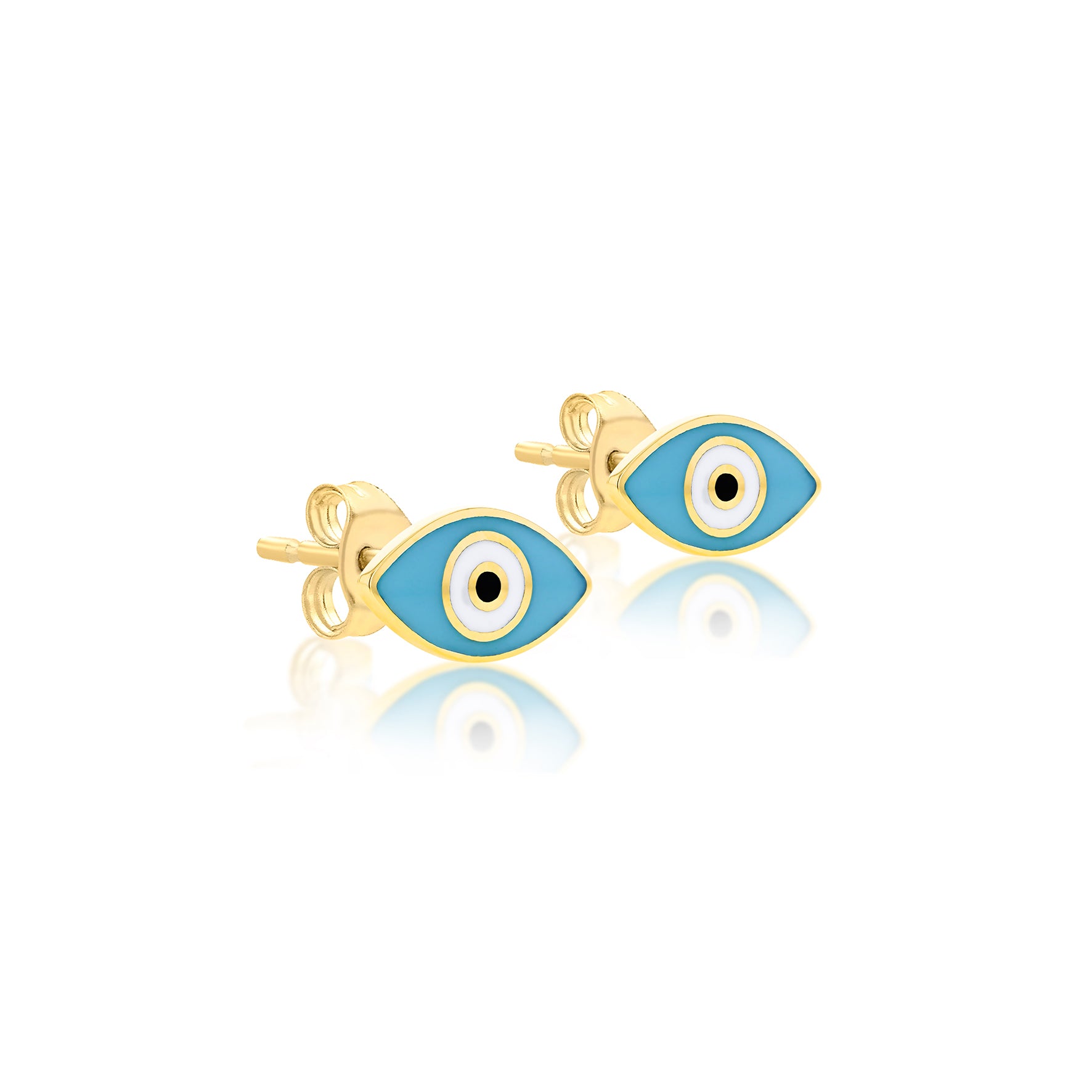 9ct Yellow Gold Enamel Evil Eye Stud Earrings