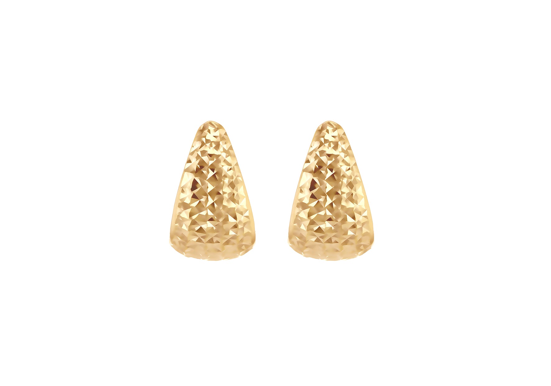 9ct Yellow Gold Diamond-Cut Tapered Huggie Stud Earrings