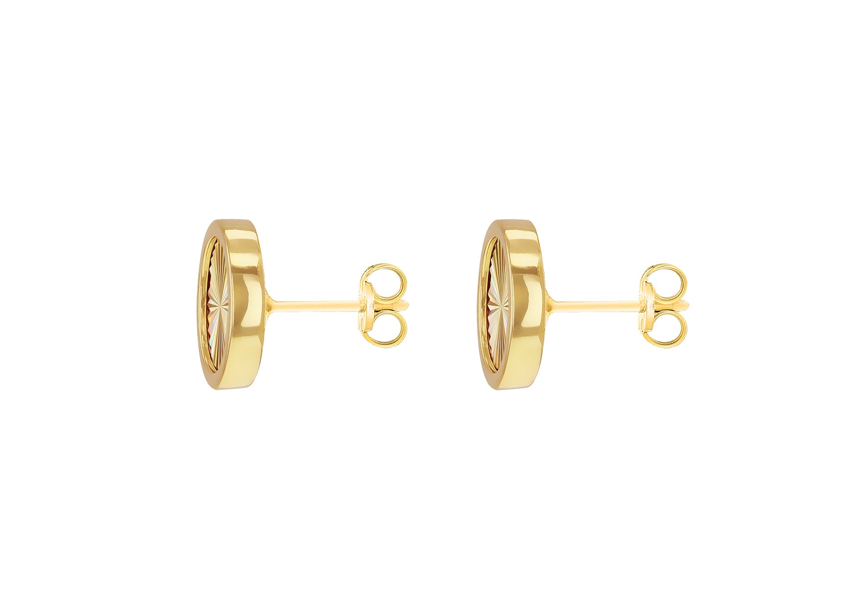 9ct Yellow Gold Round Rainbow Stud Earrings