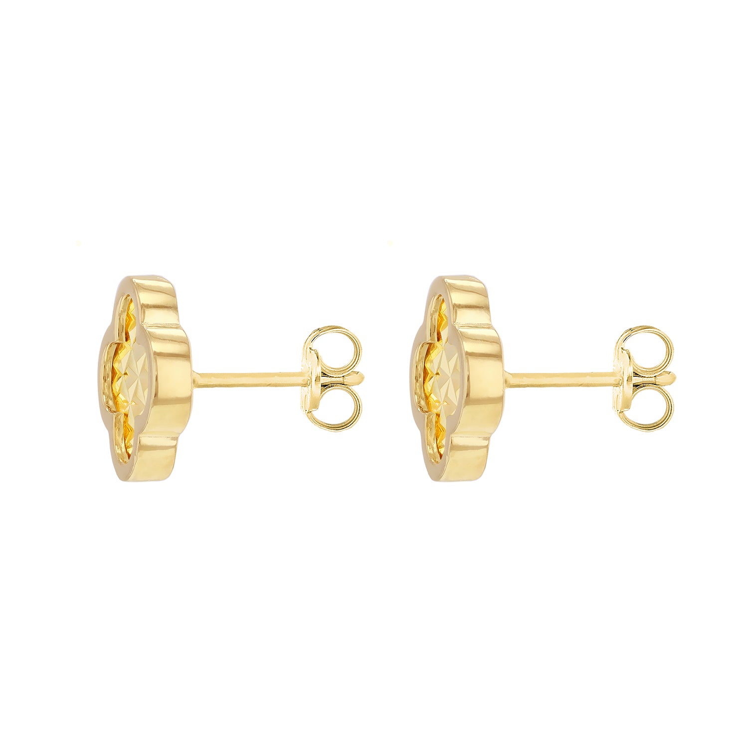 9ct Yellow Gold Sunburst Clover Petal Stud Earrings