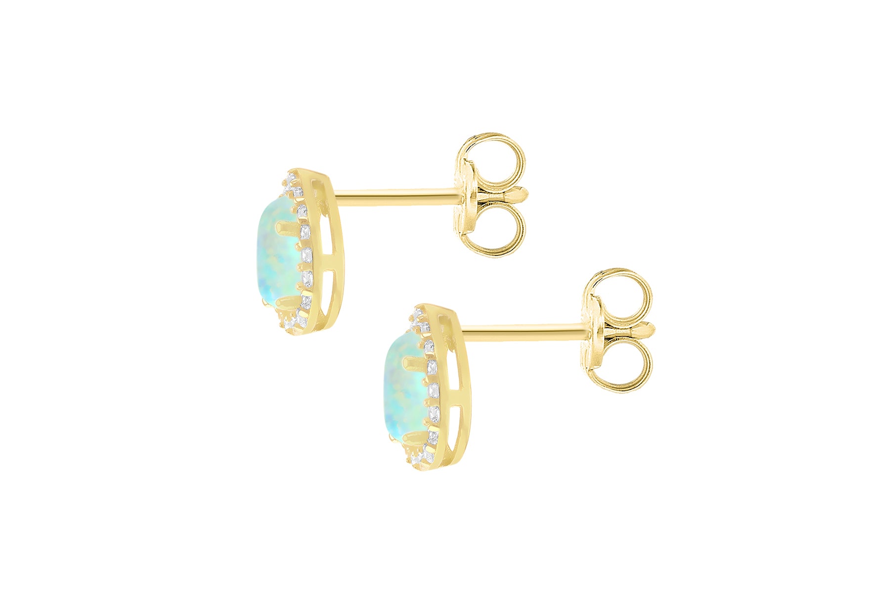 9ct Yellow Gold Opal & Zirconia Halo Teardrop Earrings