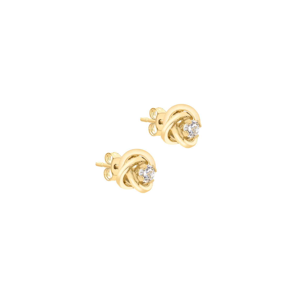 9ct Yellow Gold Zirconia Interlocking Twist Stud Earrings