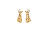 9ct Yellow Gold White Zirconia Crossover Crescent Stud Earrings