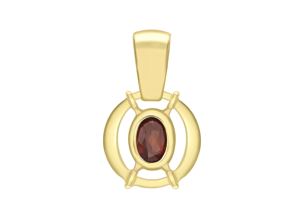 9ct Yellow Gold Openwork Oval Garnet Pendant