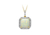 9ct Yellow Gold 0.02ct Diamond & Opal Square Halo Pendant