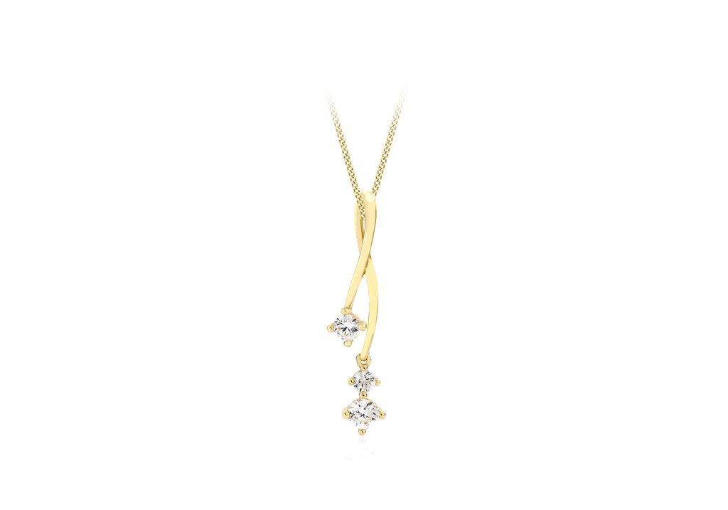 9ct Yellow Gold White Zirconia Crossover Slider Pendant