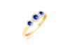 9ct Yellow Gold 0.28ct Diamond & Sapphire Halo Trinity Ring