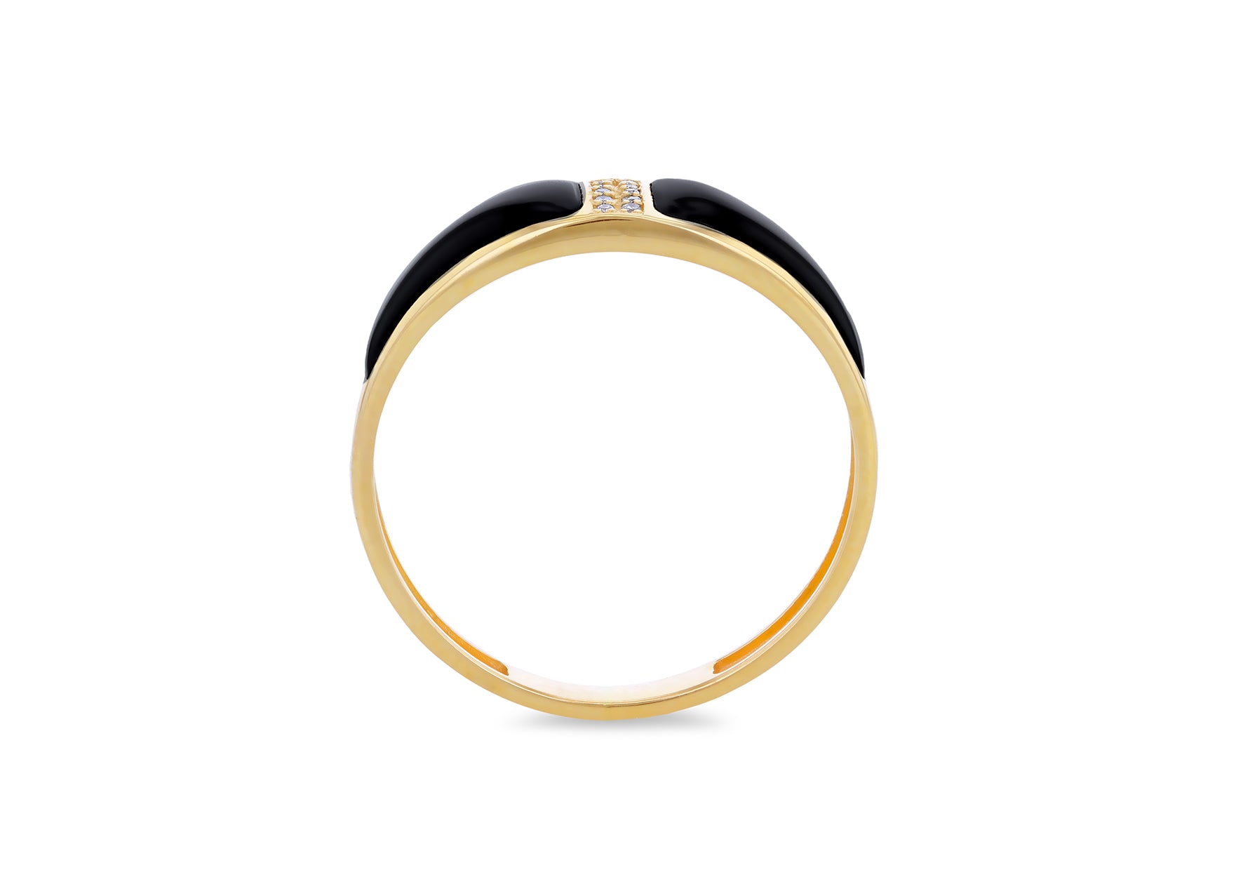 9ct Yellow Gold 0.50ct Diamond Black Enamel Ring