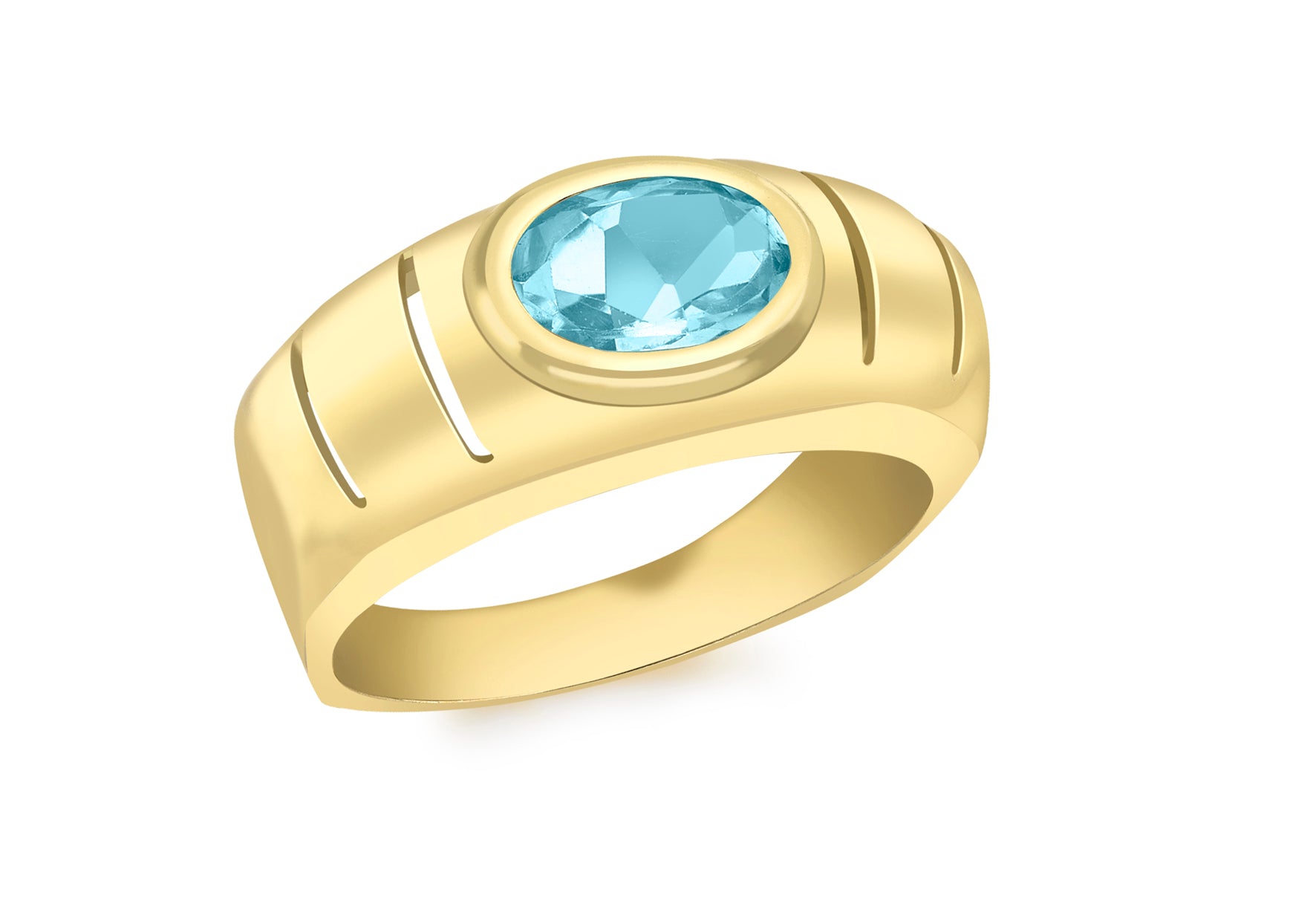 9ct Yellow Gold Oval Topaz Signet Ring