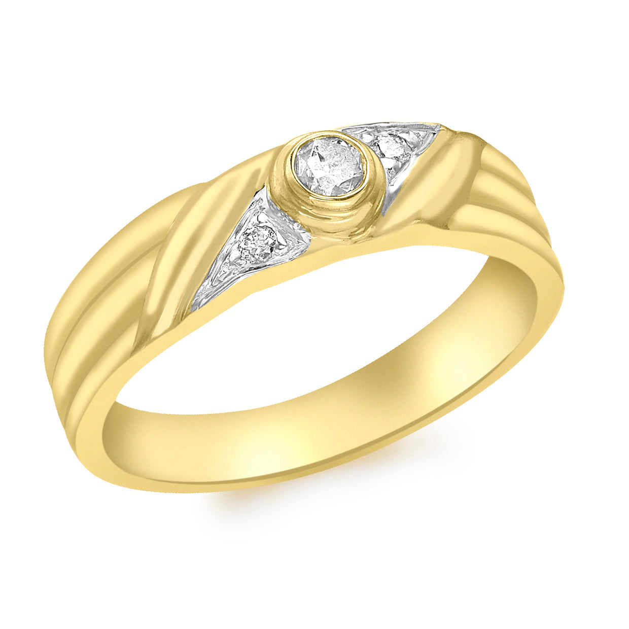 9ct Yellow Gold 0.15ct Diamond Bezel Ring