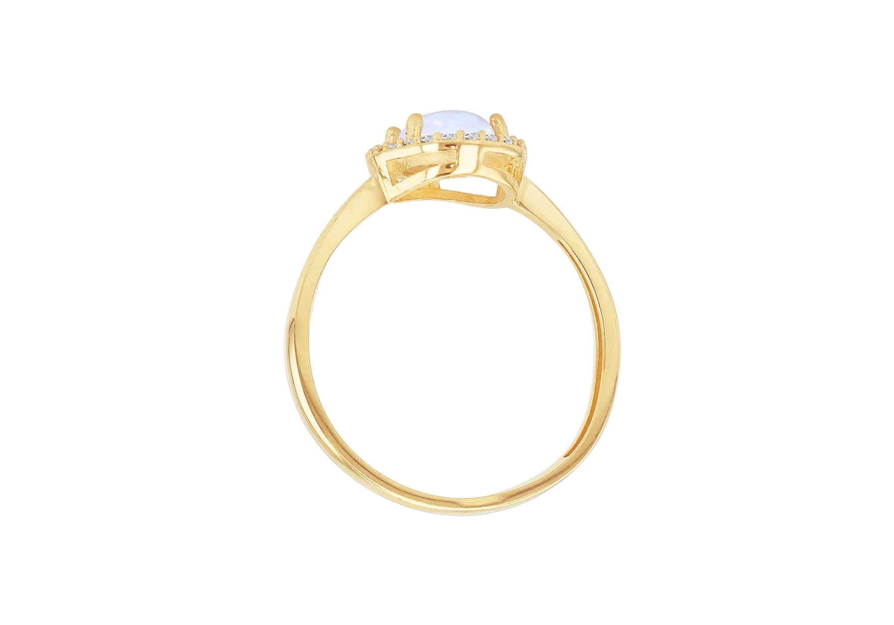 9ct Yellow Gold White Opal & White Zirconia Oval Halo Ring