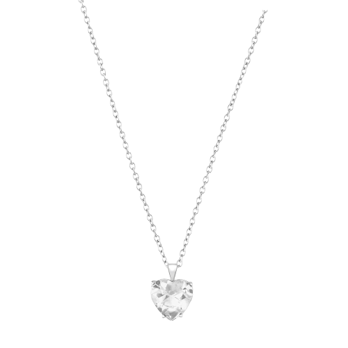 Sterling Silver White Zirconia Heart Pendant