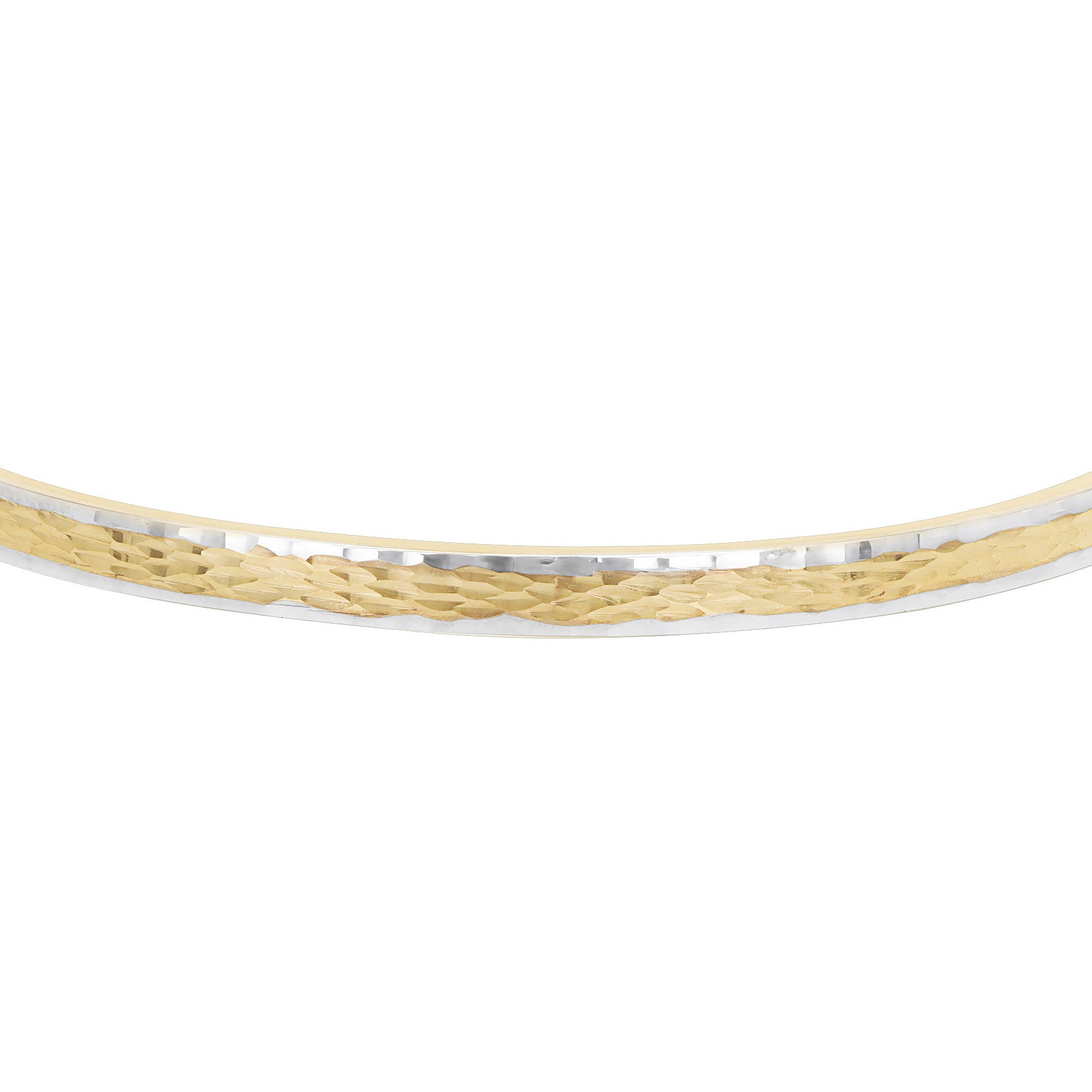 9ct Two-Tone Gold Faceted Diamond Cut Bangle