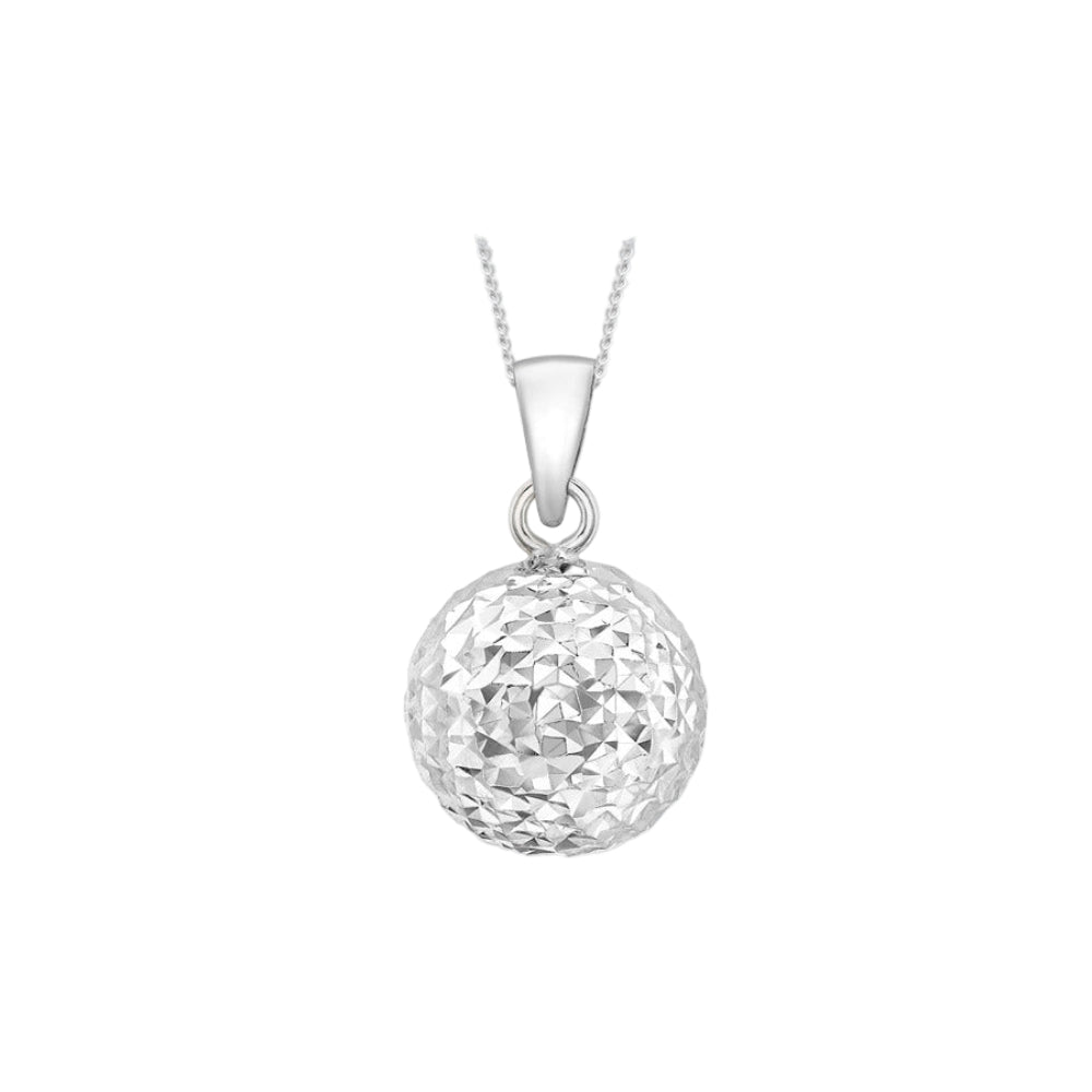 10ct White Gold Diamond Cut Ball Pendant