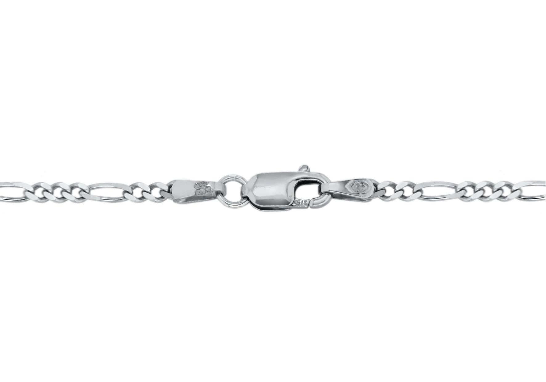 9ct White Gold 50 Diamond Cut Figaro Chain
