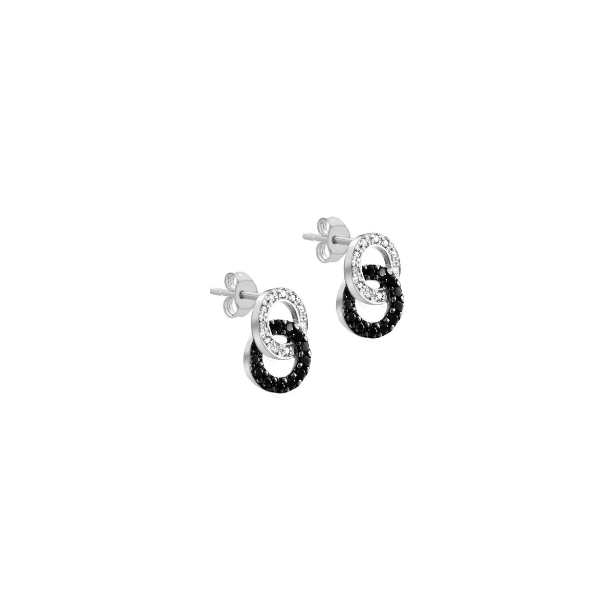 9ct White Gold 0.40ct Black & White Diamond Interlink Earrings