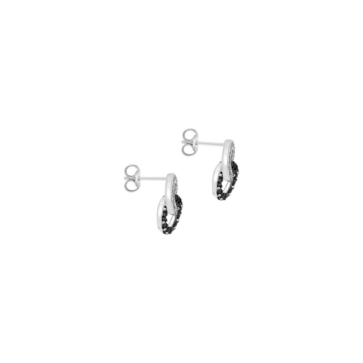 9ct White Gold 0.40ct Black & White Diamond Interlink Earrings
