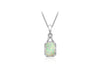 9ct White Gold 0.03ct Diamond & Opal Square Halo Pendant