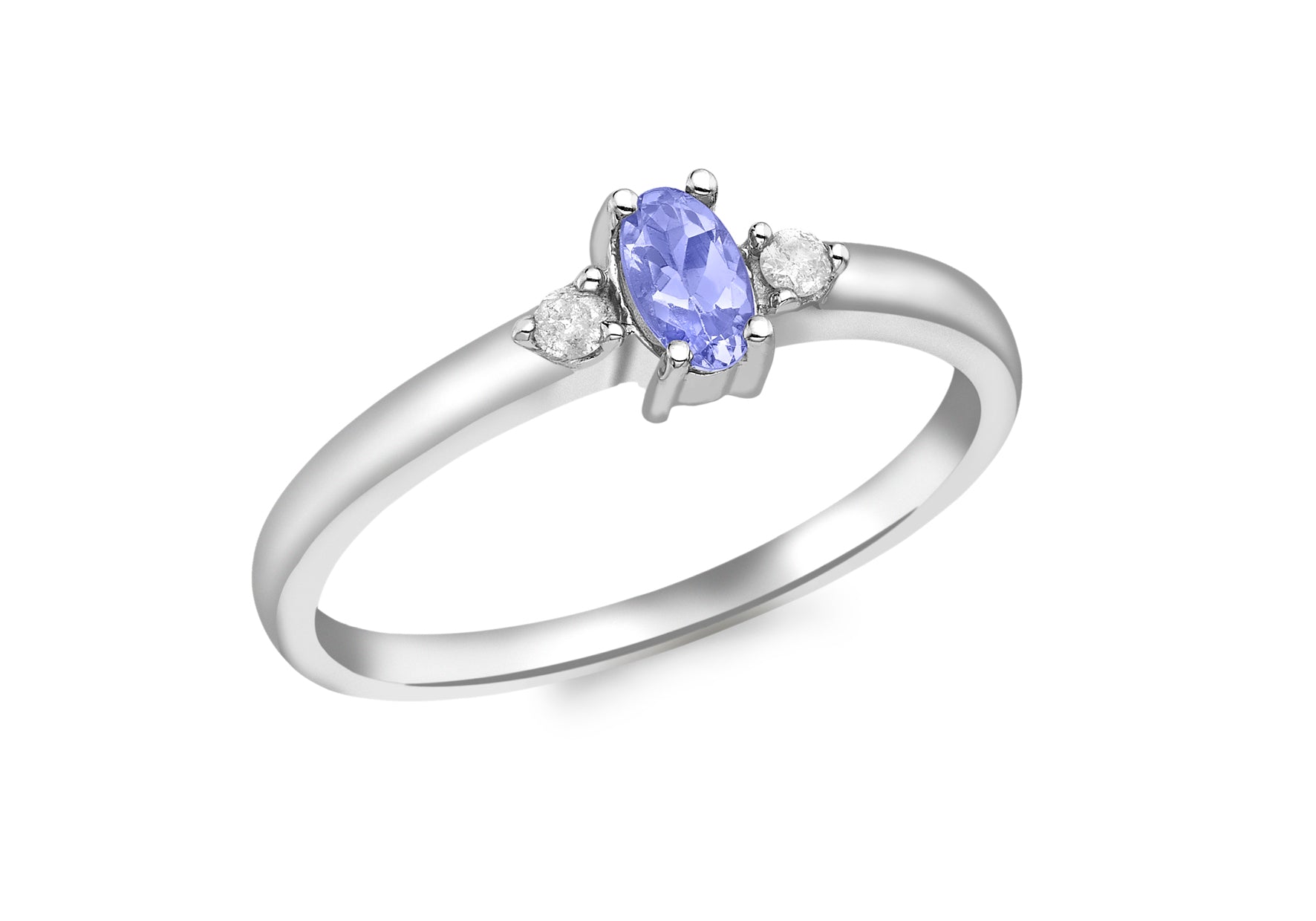 9ct Yellow Gold 0.05ct Diamond & Tanzanite Gemstone Ring