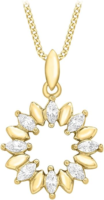 9ct Yellow Gold White Zirconia Wreath Pendant Pendant