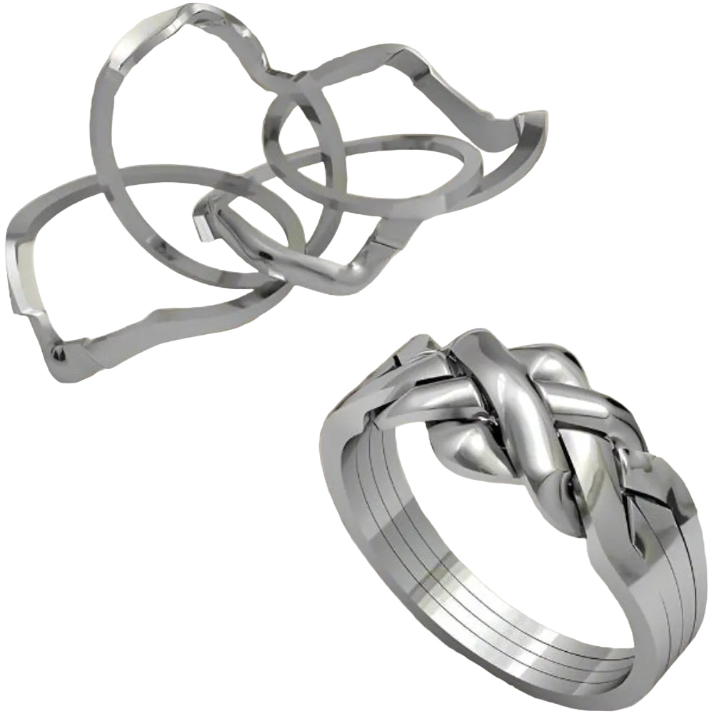 Sterling Silver Four Interlocking Band Puzzle Ring