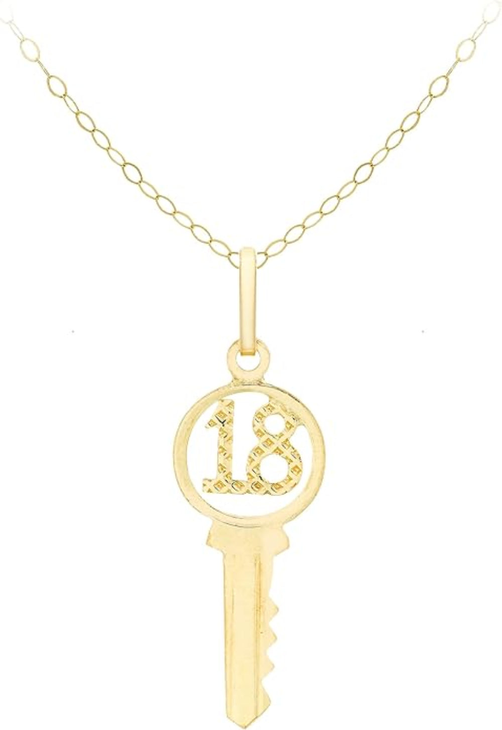 9ct Yellow Gold '18' Key Pendant