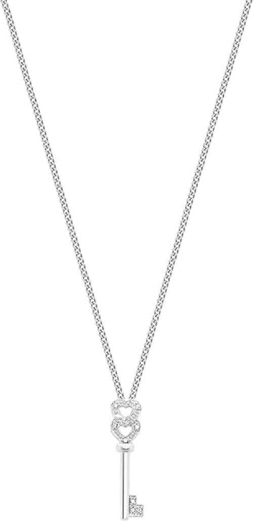 9ct White Gold 0.05ct Diamond Key Pendant