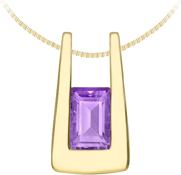 9ct Yellow Gold Obelisk Amethyst Pendant