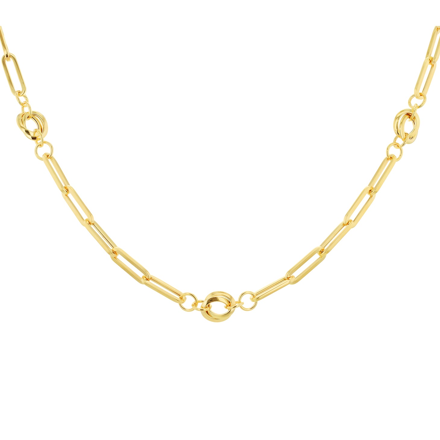 18ct Yellow Gold Knot & Paperlinks Chain Necklace