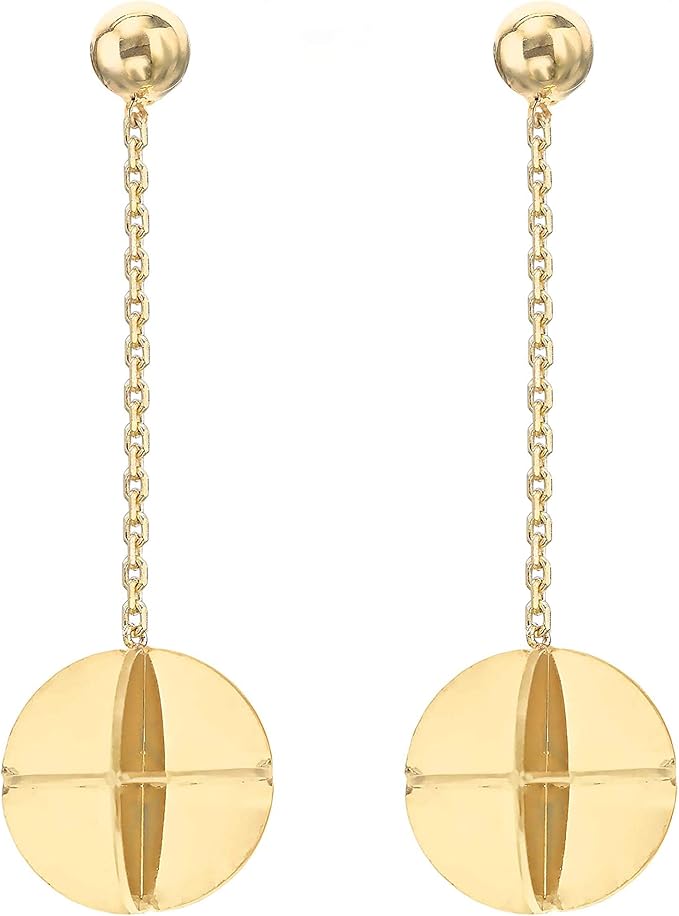 9ct Yellow Gold Origami Orb Chain Drop Earrings