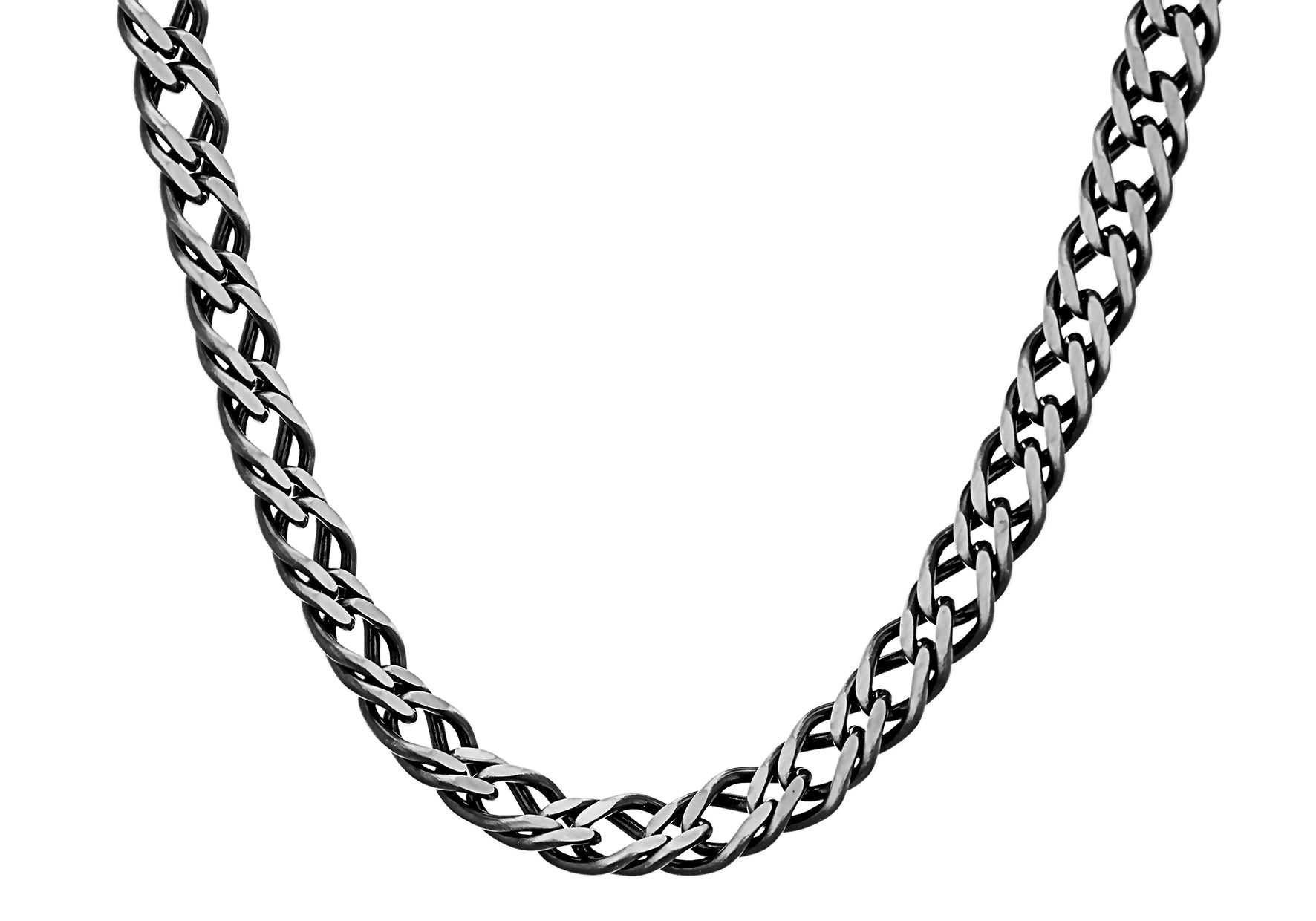 Sterling Silver Oxidised Double Curb Chain Necklace