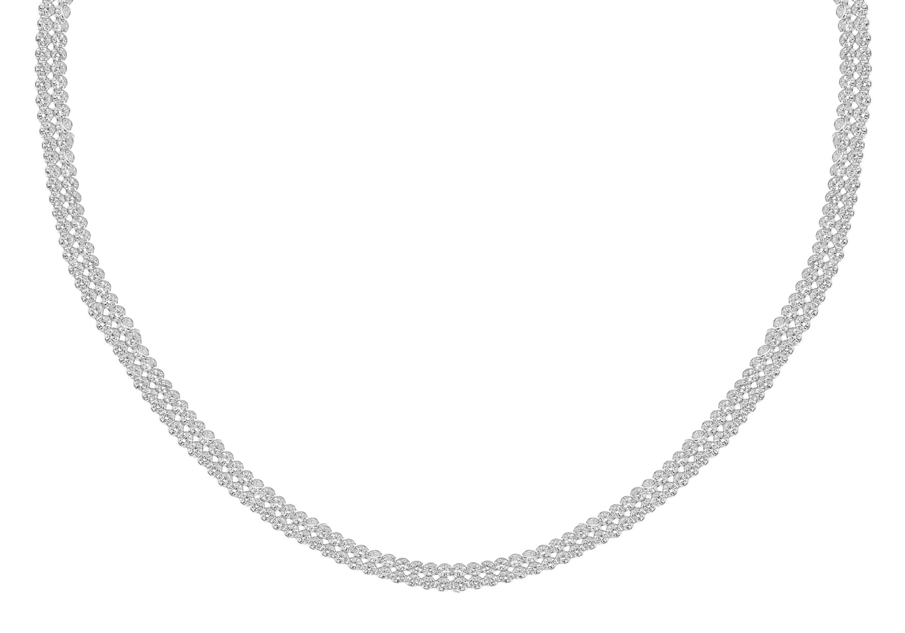 Sterling Silver Double Row Zirconia Tennis Necklace