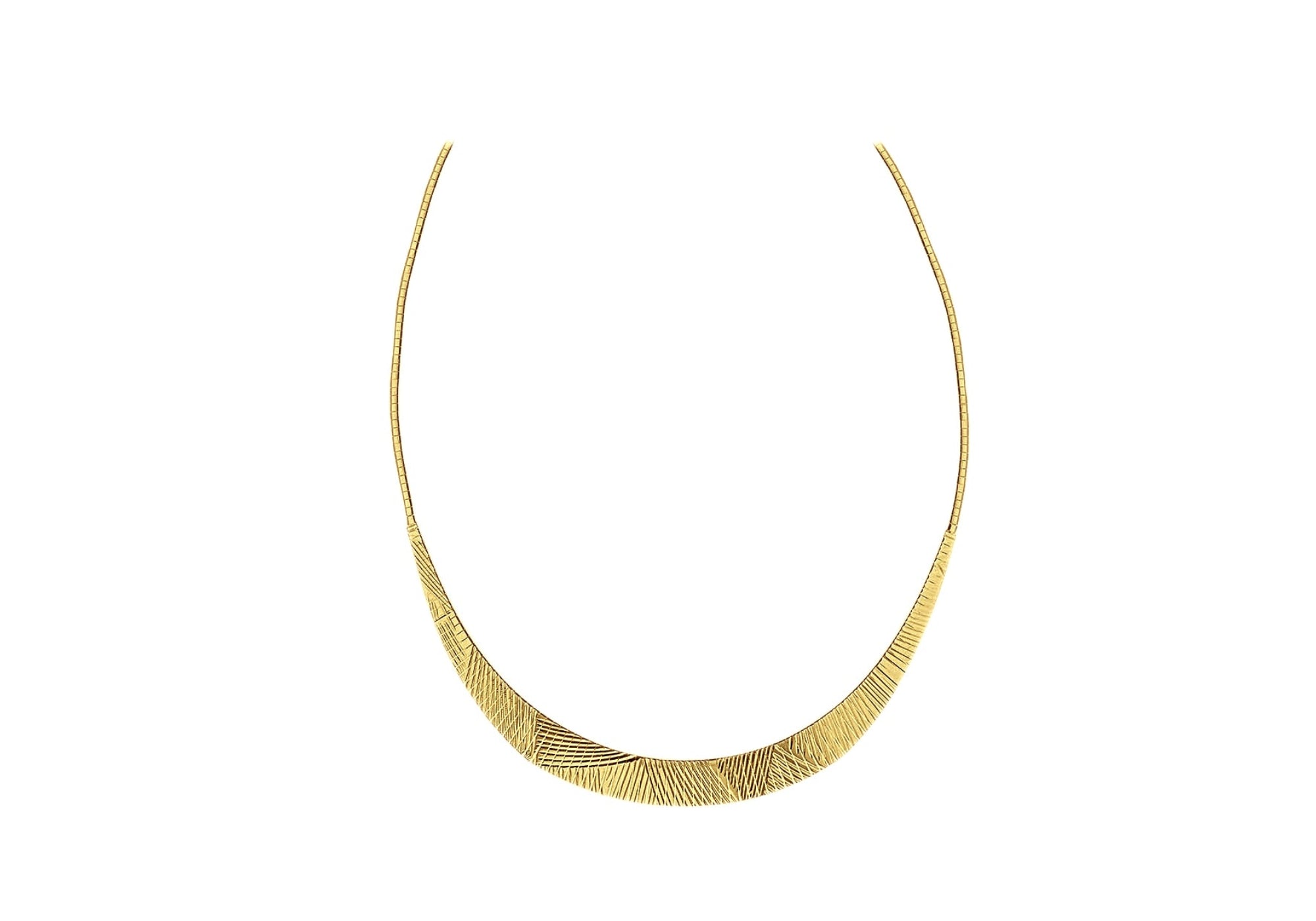 Yellow Gold Plated Sterling Silver Diamond Cut Graduated Cleopatra Necklace