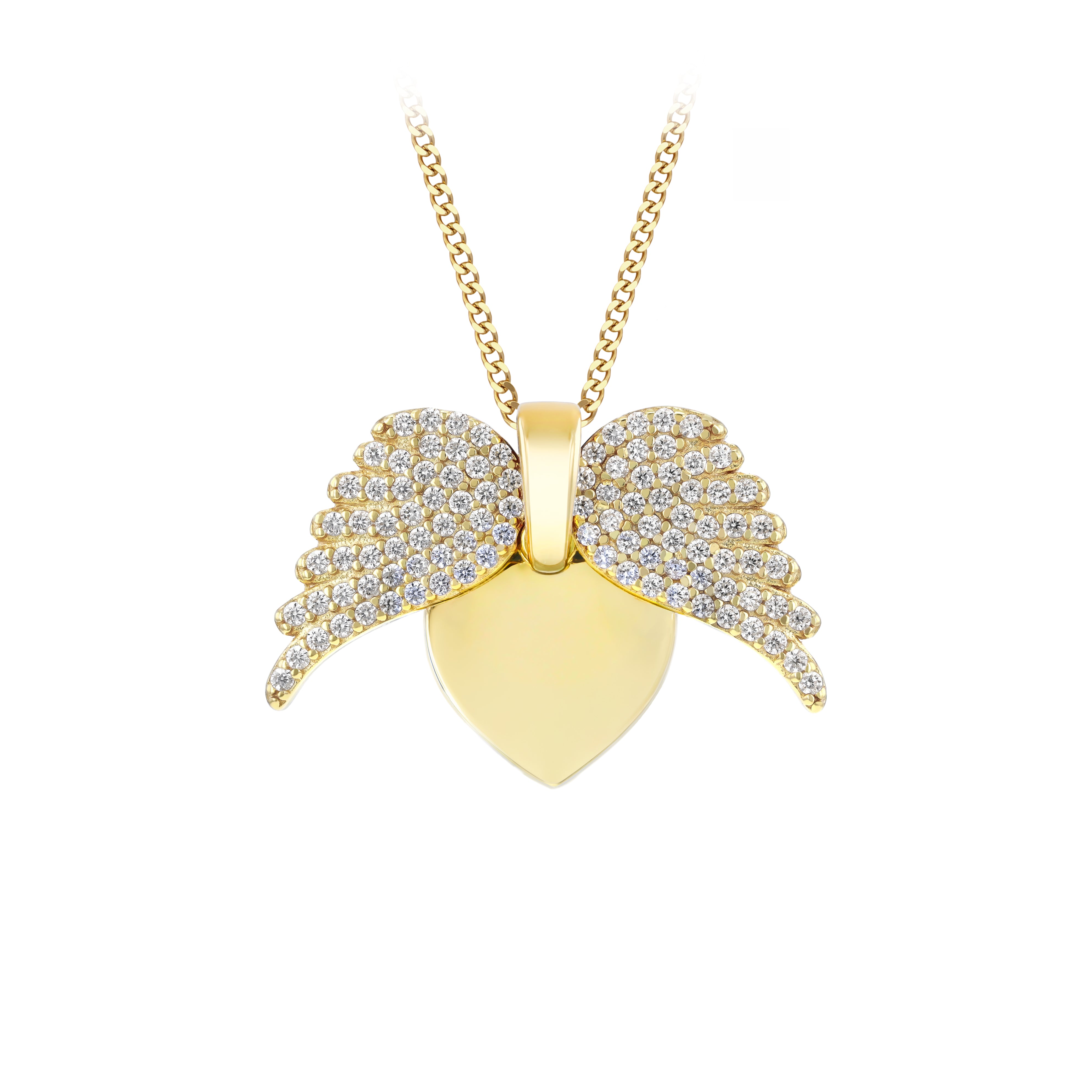 Yellow Gold Plated Zirconia Winged Heart Pendant
