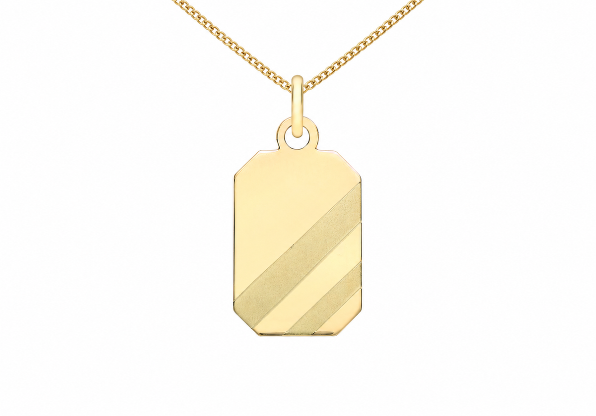 9ct Gold Regimental Stripe Tag Pendant Necklace