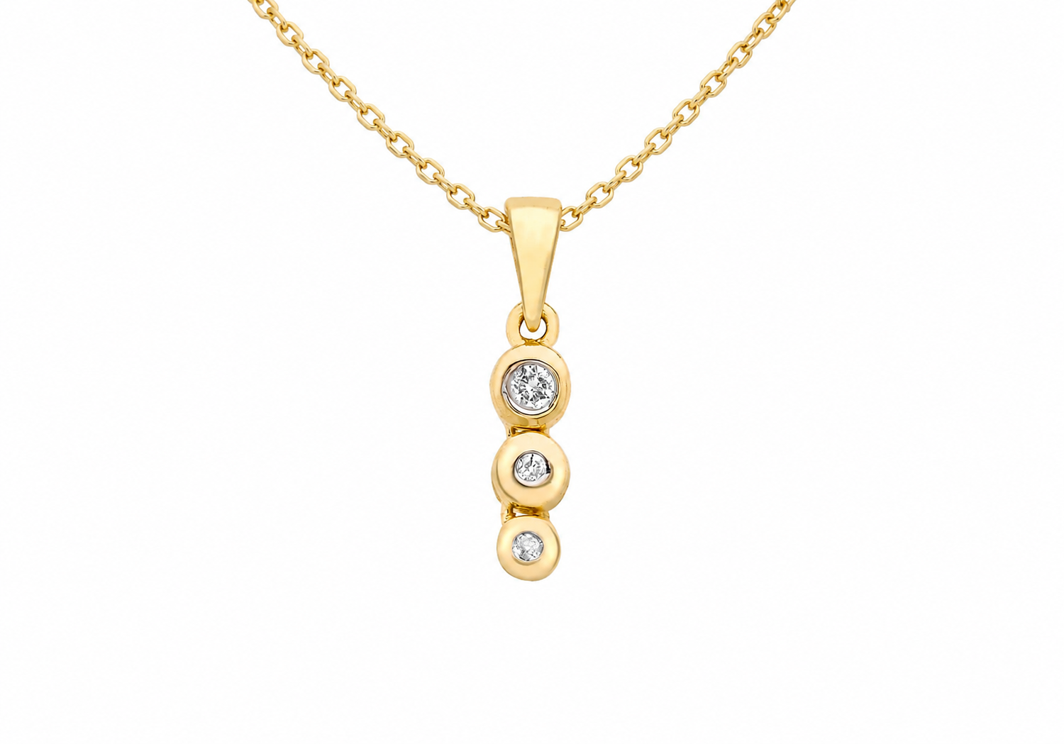 9ct Yellow Gold 0.05ct Diamond Trilogy Doughnut Pendant