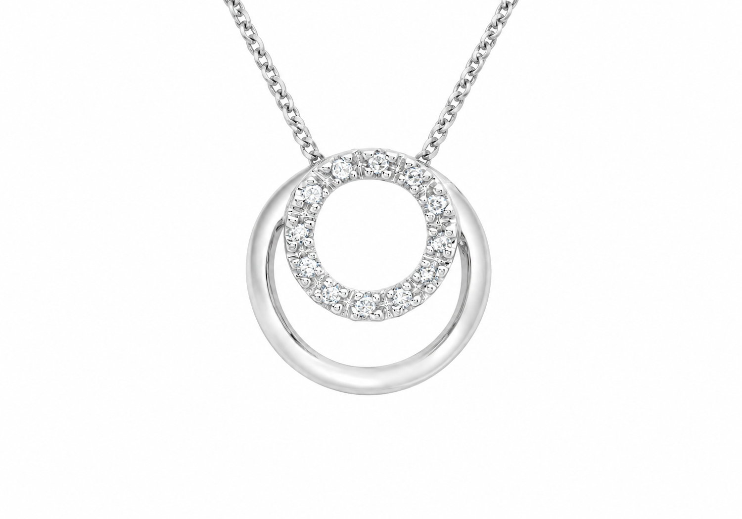 9ct White Gold 0.07ct Diamond Orbital Circle Slider Pendant