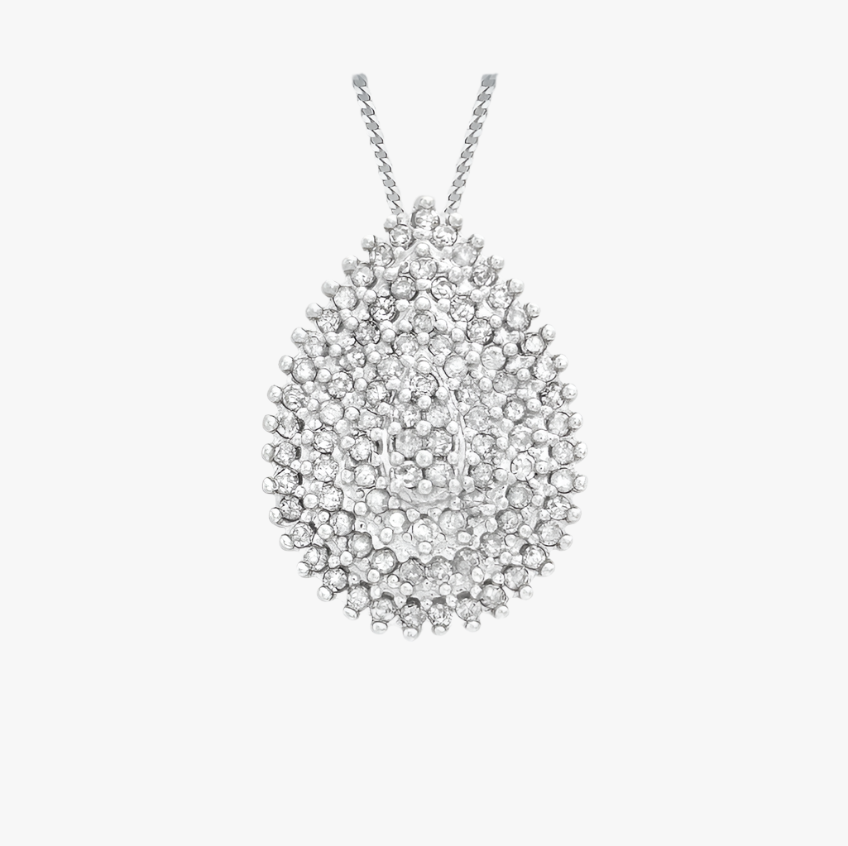 9ct White Gold 0.25ct Diamond Cluster Slider Pendant