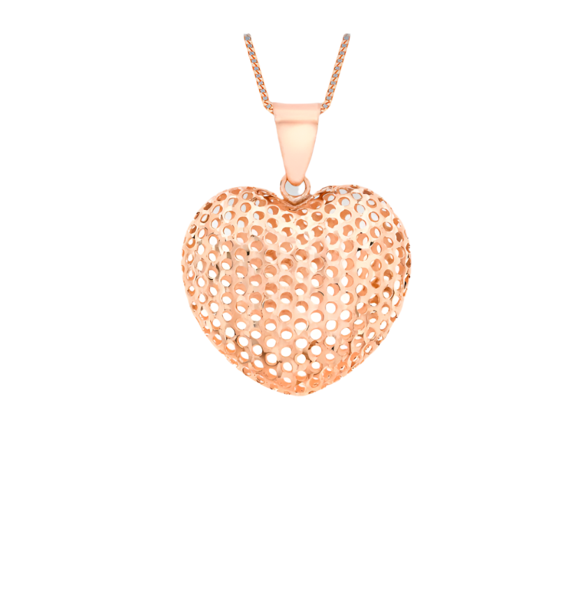 9ct Rose Gold Mesh Heart Pendant