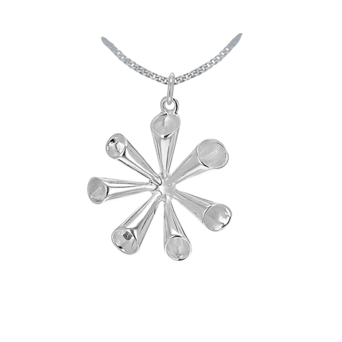 Sterling Silver Fluted Spray Drop Pendant