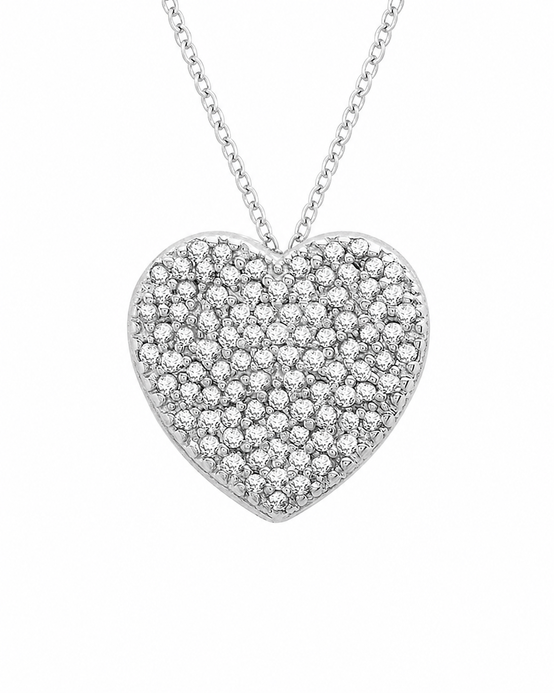 9ct White Gold 0.25ct Pavé-Set Diamond Heart Slider Pendant